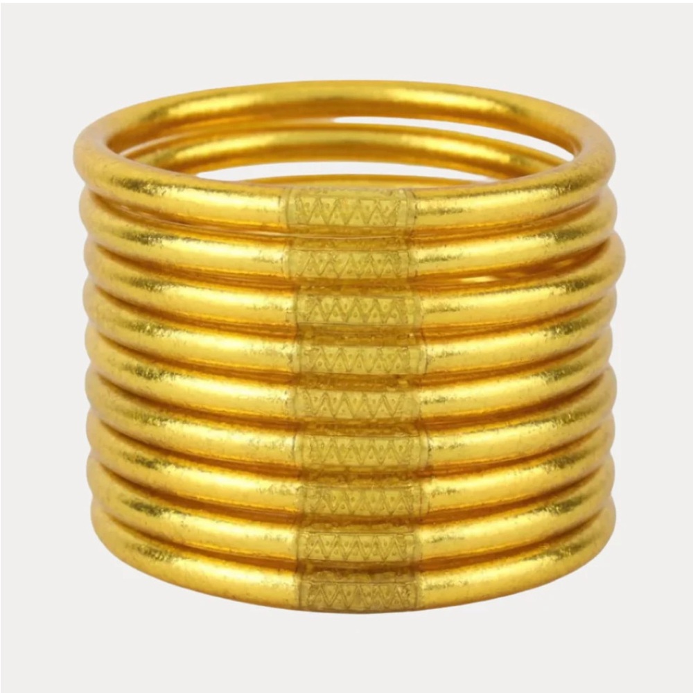 Authentic Budha Girl GOLD ALL WEATHER BANGLES (SET OF 9) - SERENITY PRAYER